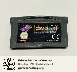 F-Zero: Maximum Velocity Game Boy Advance, PAL cartridge label