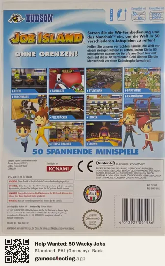 Help Wanted: 50 Wacky Jobs Nintendo Wii, Germany box back