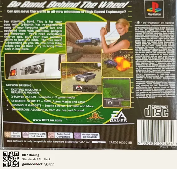 007 Racing PlayStation, PAL box back