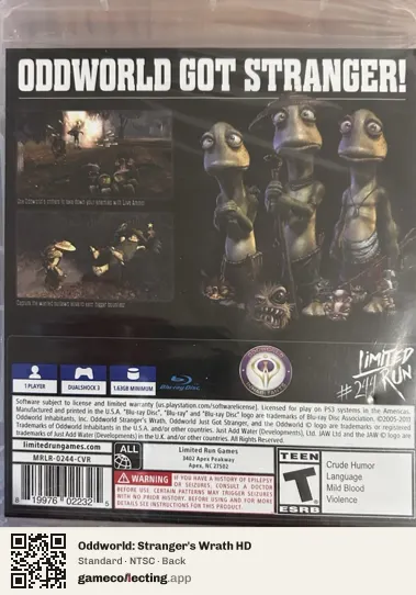 Oddworld: Stranger's Wrath HD PlayStation 3, NTSC box back