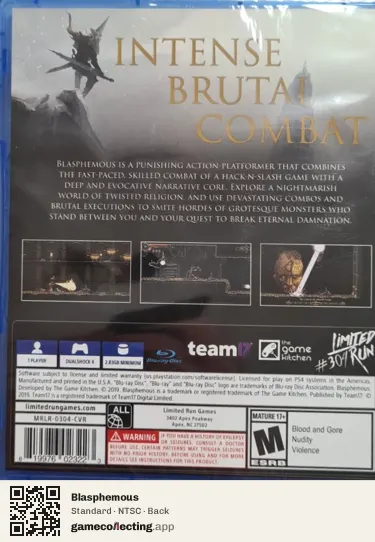 Blasphemous PlayStation 4, NTSC box back