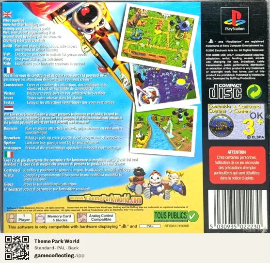 Theme Park World PlayStation, PAL box back