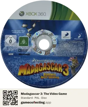 Madagascar 3: The Video Game Xbox 360, PAL disc