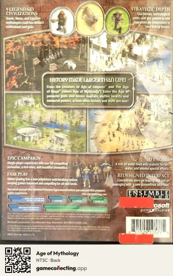 Age of Mythology Computer, NTSC box back