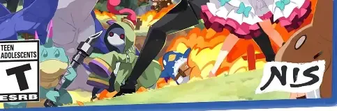 Disgaea Mayhem, the ESRB box on its front