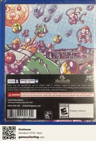 Gunhouse PlayStation Vita, NTSC box back