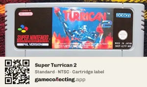 Super Turrican 2 Super Nintendo Entertainment System, NTSC cartridge label