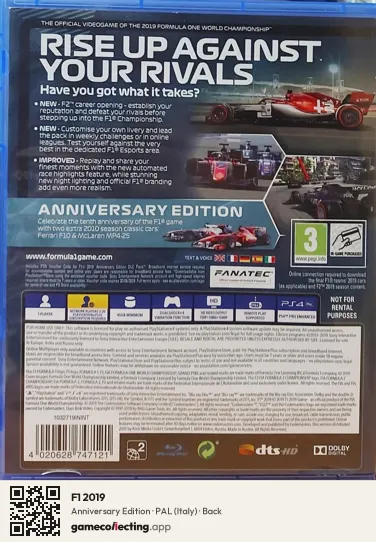 F1 2019 PlayStation 4, Italy box back