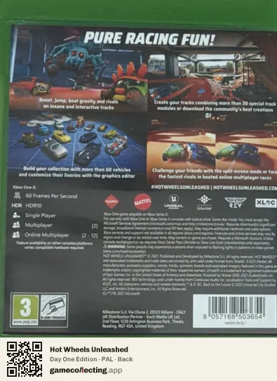 Hot Wheels Unleashed Xbox One, PAL box back