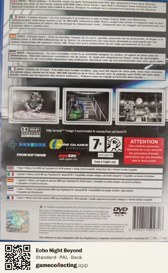 Echo Night Beyond PlayStation 2, PAL box back