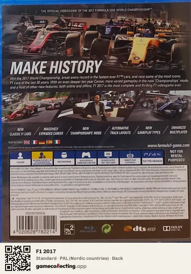 F1 2017 PlayStation 4, Nordic countries box back