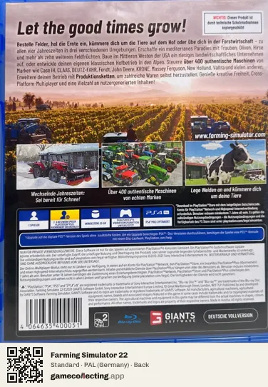Farming Simulator 22 PlayStation 4, Germany box back