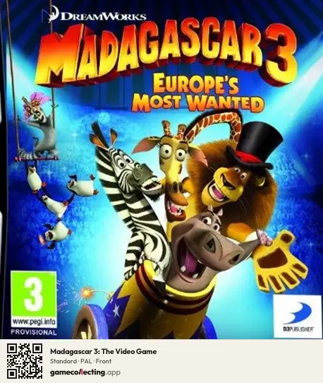 Madagascar 3: The Video Game Nintendo DS, PAL box front