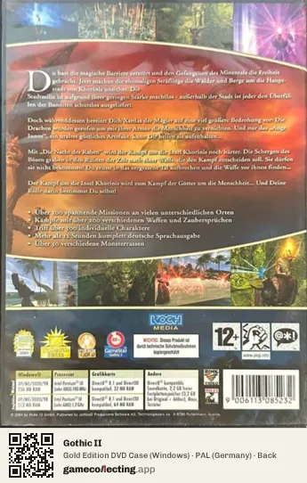 Gothic II Computer, Germany box back