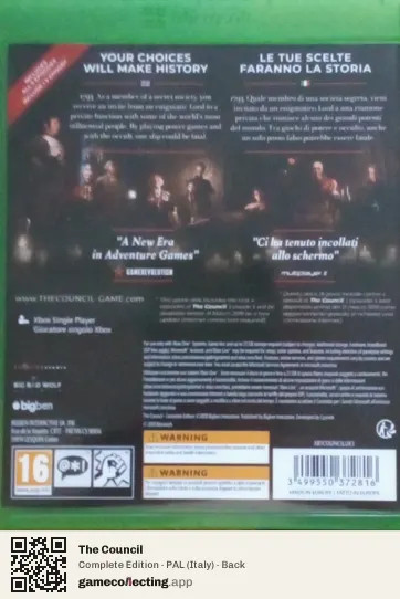 The Council Xbox One, Italy box back