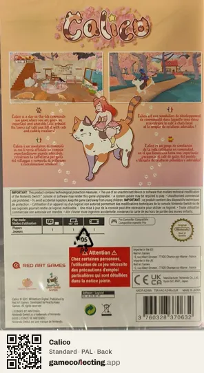 Calico Nintendo Switch, PAL box back