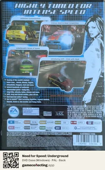 Need for Speed: Underground Computer, PAL box back