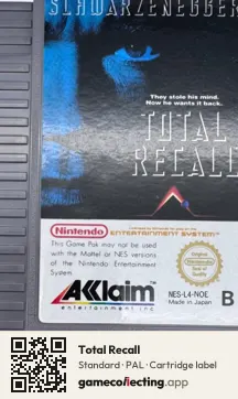 Total Recall Nintendo Entertainment System, PAL cartridge label