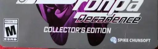 Danganronpa Decadence, the ESRB box on its front