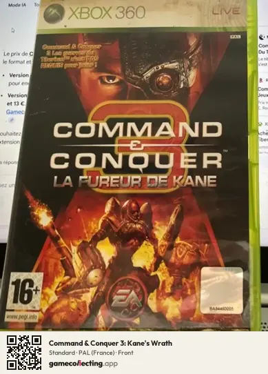 Command & Conquer 3: Kane's Wrath Xbox 360, France box front