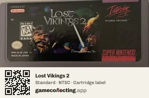 Lost Vikings 2 Super Nintendo Entertainment System, NTSC cartridge label