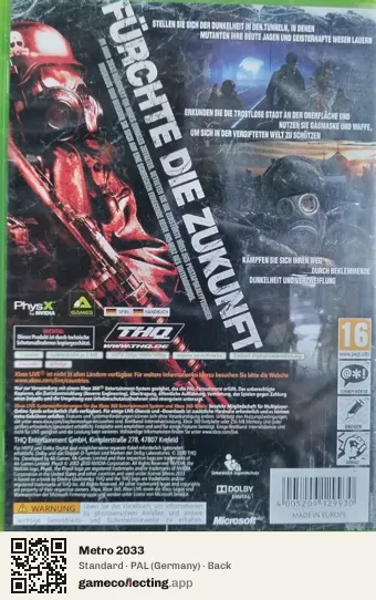 Metro 2033 Xbox 360, Germany box back