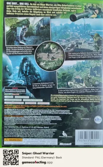 Sniper: Ghost Warrior Xbox 360, Germany box back
