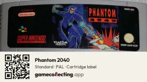 Phantom 2040 Super Nintendo Entertainment System, PAL cartridge label