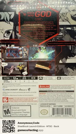 Anonymous;Code Nintendo Switch, NTSC box back