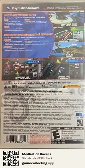 ModNation Racers PlayStation Portable, NTSC box back