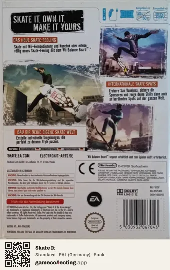 Skate It Nintendo Wii, Germany box back