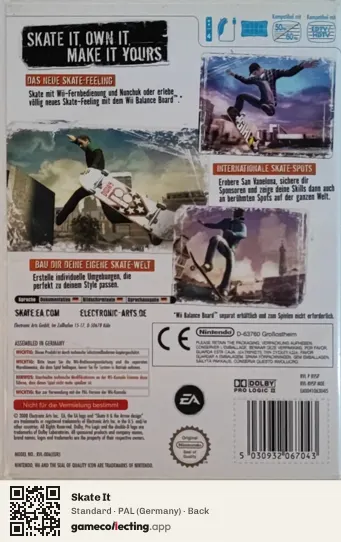 Skate It Nintendo Wii, Germany box back
