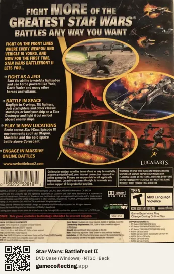 Star Wars: Battlefront II Computer, NTSC box back