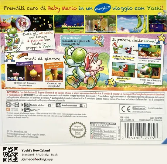 Yoshi's New Island Nintendo 3DS, Italy box back