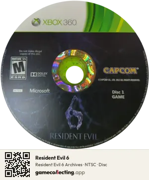 Resident Evil 6 Xbox 360, NTSC disc