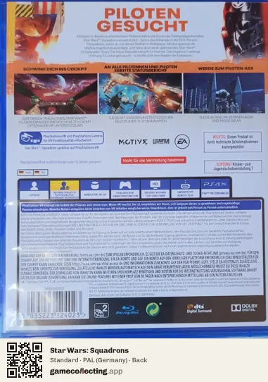 Star Wars: Squadrons PlayStation 4, Germany box back