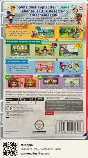 Miitopia Nintendo Switch, Germany box back