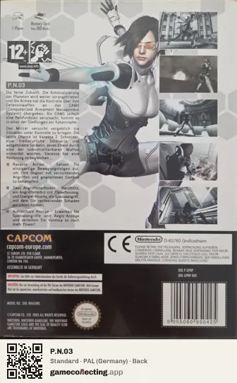 P.N.03 Nintendo GameCube, Germany box back