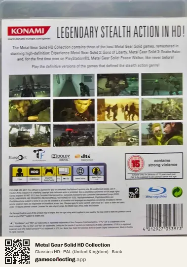 Metal Gear Solid HD Collection PlayStation 3, United Kingdom box back