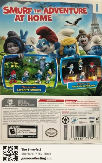 The Smurfs 2 Nintendo Wii, NTSC box back
