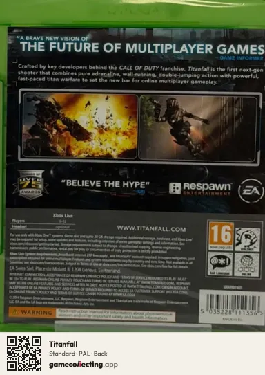 Titanfall Xbox One, PAL box back