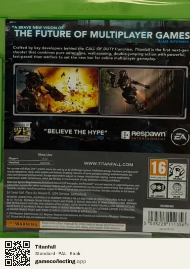 Titanfall Xbox One, PAL box back