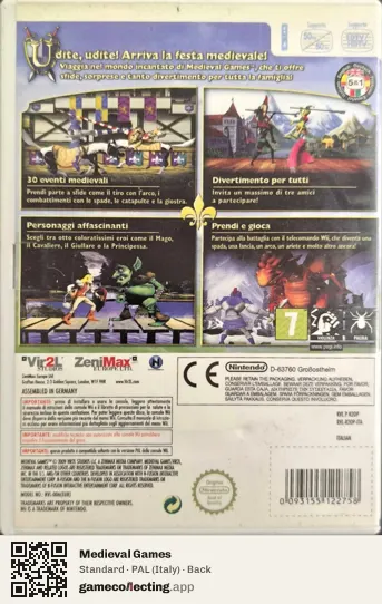 Medieval Games Nintendo Wii, Italy box back