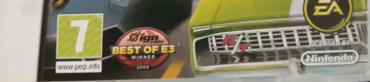 Need for Speed: Nitro, the PEGI square on its front
