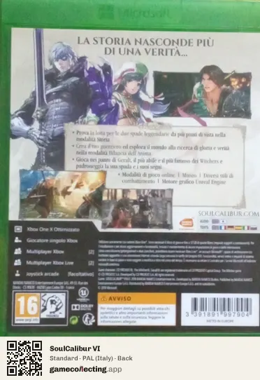 SoulCalibur VI Xbox One, Italy box back