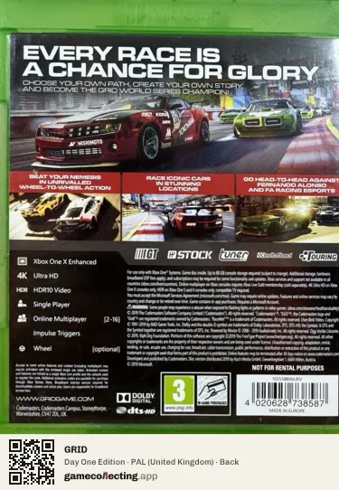 GRID Xbox One, United Kingdom box back