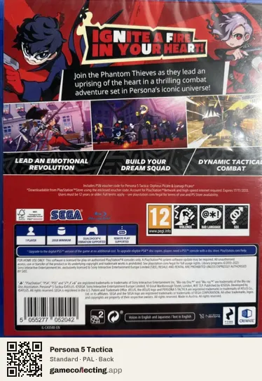 Persona 5 Tactica PlayStation 4, PAL box back
