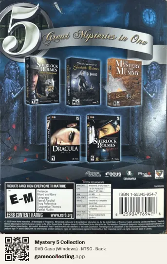 Mystery 5 Collection Computer, NTSC box back