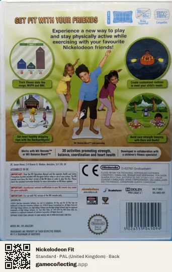 Nickelodeon Fit Nintendo Wii, United Kingdom box back