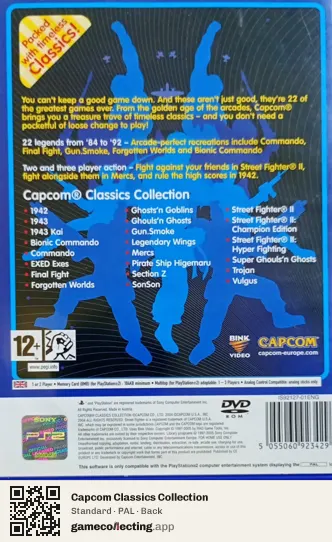 Capcom Classics Collection PlayStation 2, PAL box back